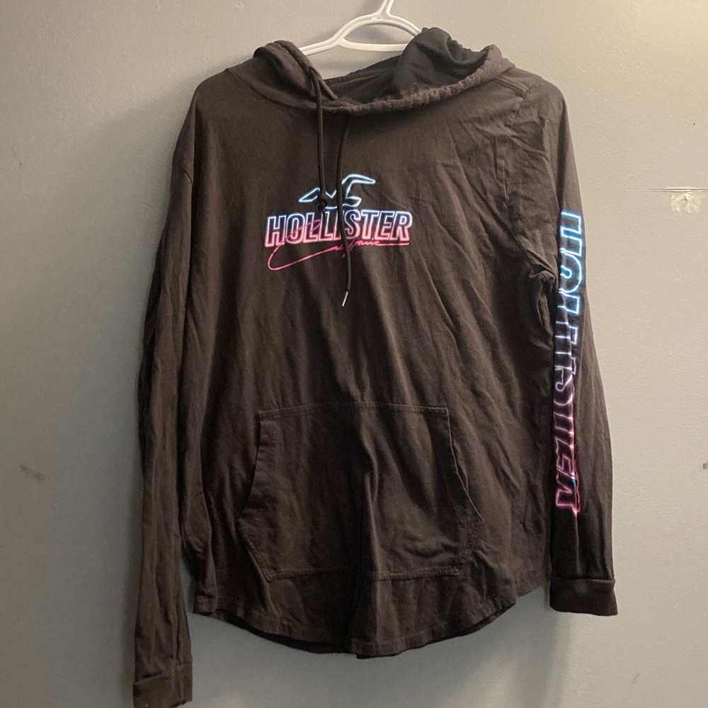 Hollister Black Hoodie with Colorful Logo